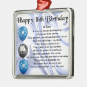 Zoon gedicht - 16e verjaardag ontwerp metalen ornament (Links)