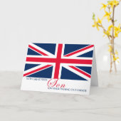 Zoon geeft parade Union Jack Flag sentimenteel uit Kaart (Gele Bloem)