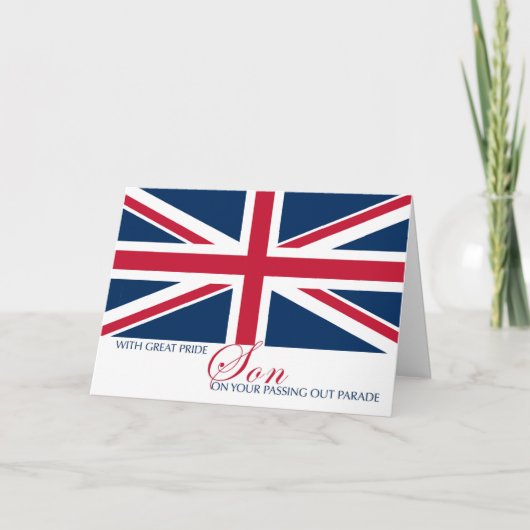 Zoon geeft parade Union Jack Flag sentimenteel uit Kaart (Voorkant)