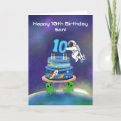 Zoon Gefeliciteerd 10e verjaardag Astronaut Kaart (Voorkant)