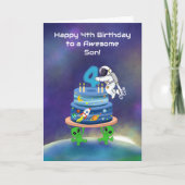 Zoon Gefeliciteerd 4e verjaardag Astronaut met Taa Kaart (Voorkant)