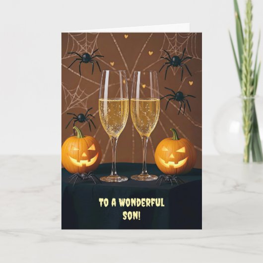 Zoon Halloween juicht Jack O Lanterns Spiders Kaart (Voorkant)