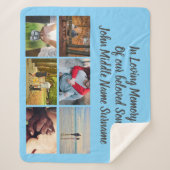 Zoon herdenking 6 foto-collage geheugenmuur sherpa deken (Voorkant)