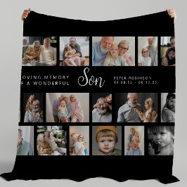 Zoon Herdenkingscollage met 18 foto's Fleece Deken