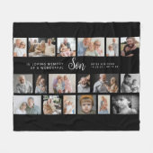 Zoon Herdenkingscollage met 18 foto's Fleece Deken (Voorkant (Horizontaal))
