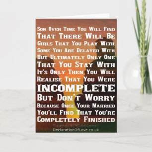 Zoon, hier is wat vaderlijke raad kaart