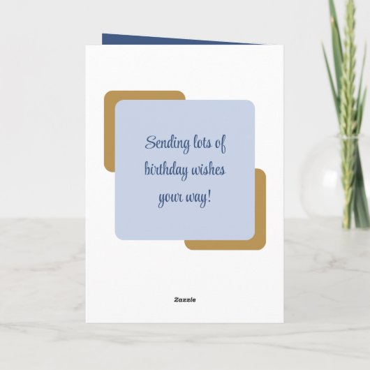 Zoon in de wet, foto blauwe bruine verjaardag kaart (Achterkant)