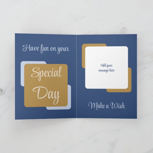 Zoon in de wet, foto blauwe bruine verjaardag kaart (Binnen)