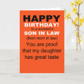 Zoon in de wet grote smaak verjaardag kaart (Gele Bloem)