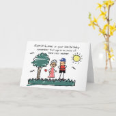 Zoon in de wet krijgt oudere verjaardagstokfiguren kaart (Gele Bloem)