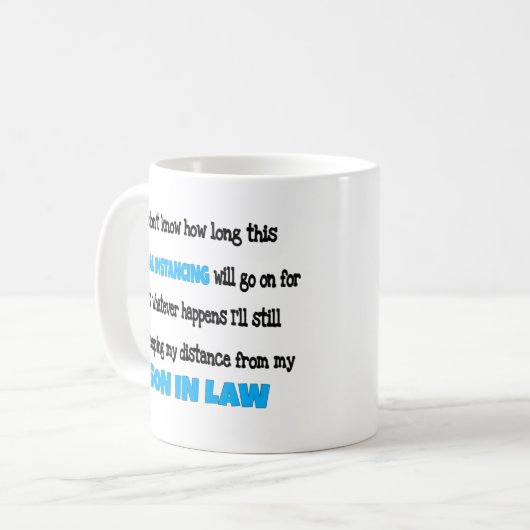 Zoon in de wet Sociale afstand Koffiemok (Voorkant links)