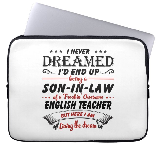 Zoon in de wet van de Geweldige Engelse leraar Laptop Sleeve (Voorkant)
