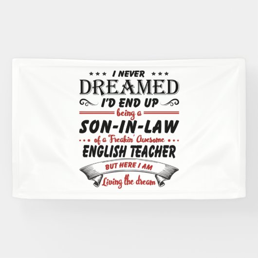 Zoon in de wet van de Geweldige Engelse leraar Spandoek (Horizontaal)