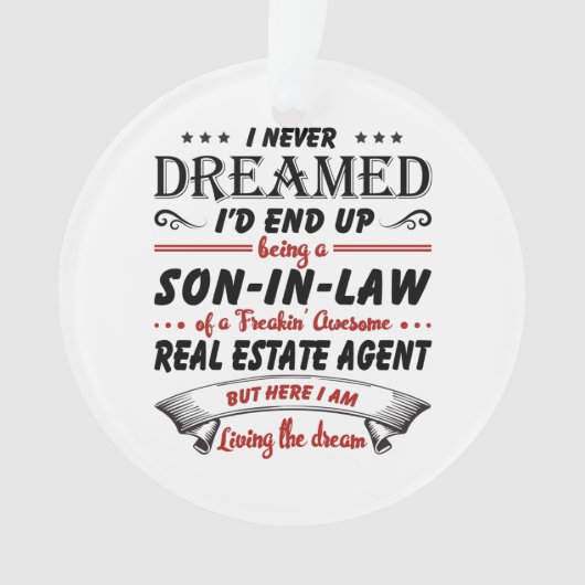 Zoon in de wet van Geweldige vastgoedmakelaar Ornament (voorkant)