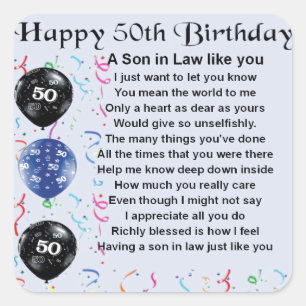 Zoon in het gedicht van de wet - 50th Birthday des Vierkante Sticker