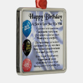 Zoon in het rechtengedicht - Happy Birthday Design Metalen Ornament (Rechts)
