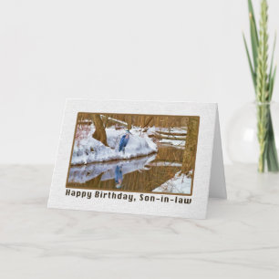 Zoon-in-law Birthday Card met Blue Heron Kaart