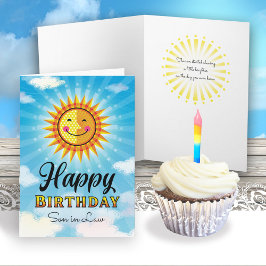 Zoon in Law Birthday Yellow Smiling Sun Card Kaart