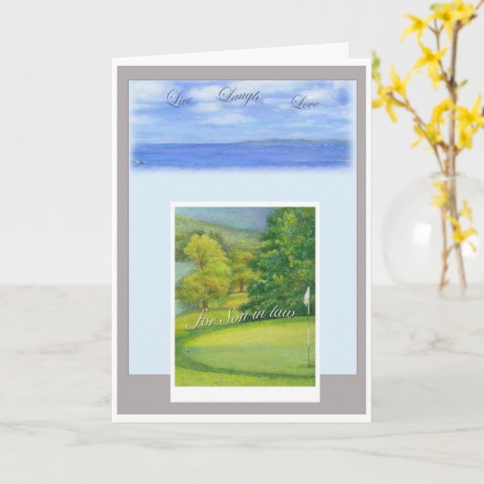 Zoon in Law Golf Lover Kaart (Gele Bloem)