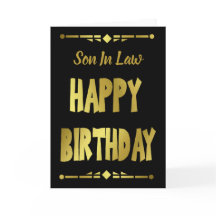 Zoon-in-law Modern Black Gold Happy Birthday