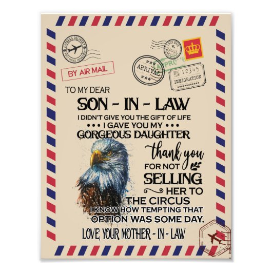 Zoon-in-law | Naar mijn beste schoonzoon van moede Foto Afdruk (Voorkant)