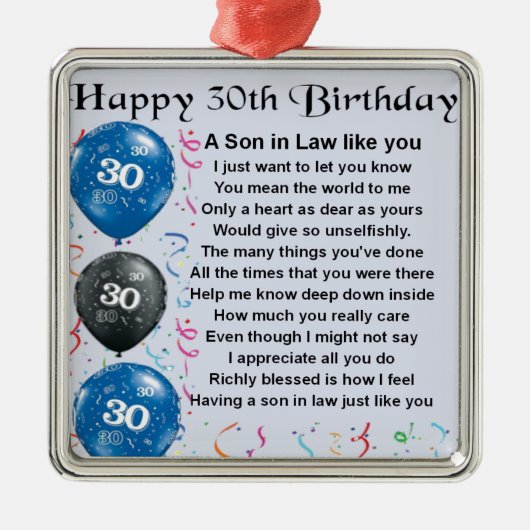 Zoon in Law Poem - 30th Birthday Metalen Ornament (Voorkant)