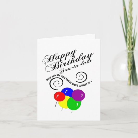 zoon in law samenvatting kaart (Voorkant)