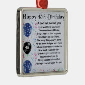 Zoon in rechtengedicht - 40e geboortedag ontwerp metalen ornament (Rechts)