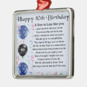 Zoon in rechtengedicht - 40e geboortedag ontwerp metalen ornament (Links)