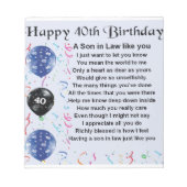 Zoon in rechtengedicht - 40e geboortedag ontwerp notitieblok (Voorkant)