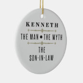 Zoon-in-wet het Man de mythe Keramisch Ornament (Rechts)