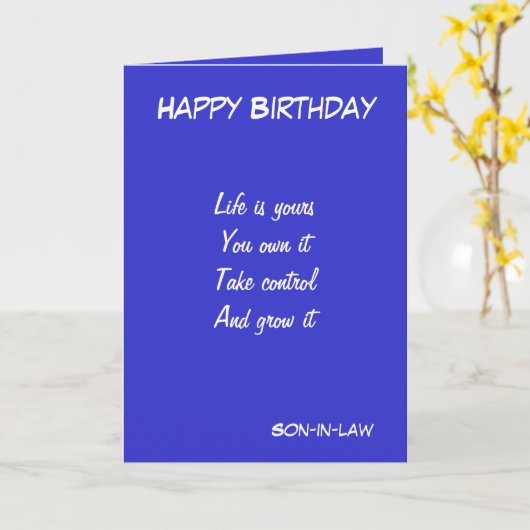 Zoon-in-wet motivatie verjaardagswenskaarten kaart (Gele Bloem)