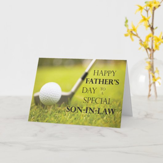 Zoon-in-wet Vaderdag Golfbal in gras Kaart (Gele Bloem)