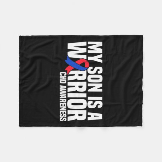 Zoon is een strijder CHD Congenitale Hartziekte Aw Fleece Deken (Voorkant (Horizontaal))