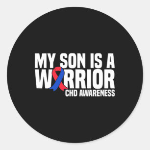 Zoon is een strijder CHD Congenitale Hartziekte Aw Ronde Sticker
