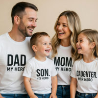 Zoon is zijn held T-shirt bijpassend vader en zoon