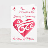 Zoon Jubileum Pink Heart Kaart (Voorkant)