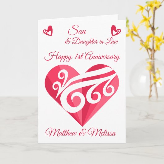 Zoon Jubileum Pink Heart Kaart (Gele Bloem)