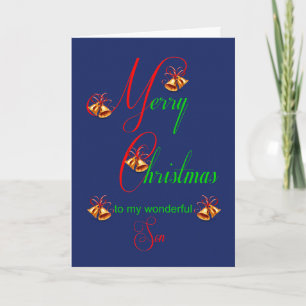 Zoon-kerstkaartje met scrollborden feestdagen kaart