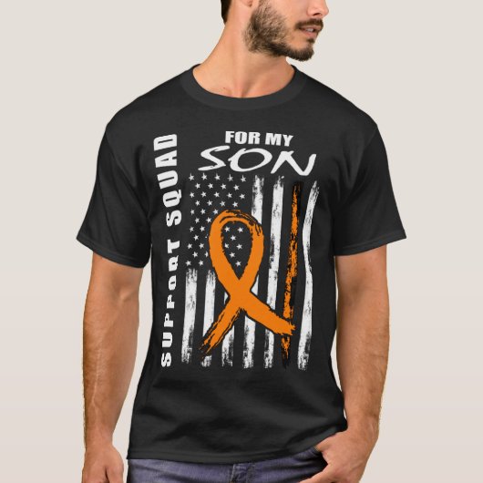 Zoon Leukemie Bewustzijn Amerikaanse vlag Mam Pa P T-shirt (Voorkant)
