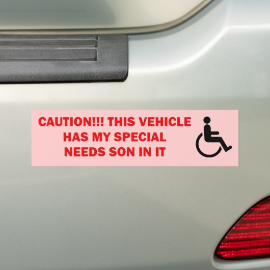 Zoon met speciale behoeften in voertuig bumpersticker (Op auto)