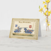 Zoon middeleeuwse ridders steekspel in volle bardi kaart (Gele Bloem)