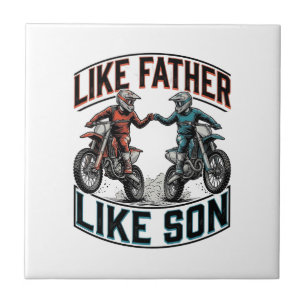 Zoon Naar Vader Motocross Vintage Vector T-shirt Tegeltje