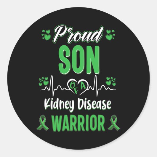 Zoon Nierziekte Warrior Awareness Lint Groen Ronde Sticker (Voorkant)