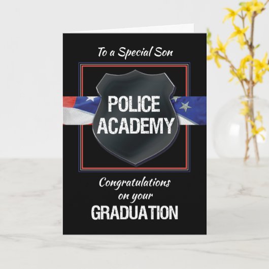 Zoon, Politie Academie Afstuderen Gefeliciteerd Kaart (Gele Bloem)