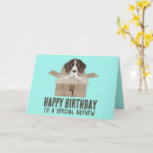 Zoon Puppy in Box Verjaardag Kaart (Gele Bloem)