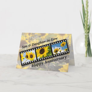Zoon & schoondochter, Jubileum zonnebloem Kaart