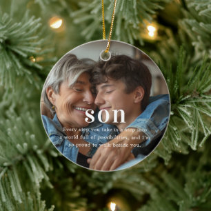 Zoon Sentimenteel Foto Aandenken Kerstmis Keramisch Ornament