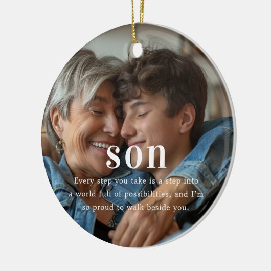 Zoon | Sentimentele foto KeepSake Kerstmis Keramisch Ornament (Links)