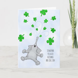 Zoon, St. Patrick's Day Elephant & Shamrocks Kaart